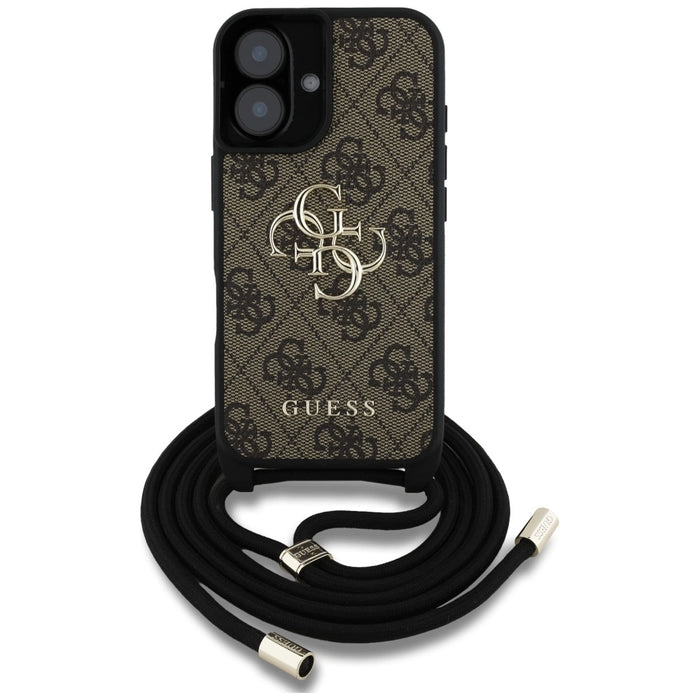 Guess 4G Big Logo Cord Stap Crossbody Case for iPhone 16 Brown