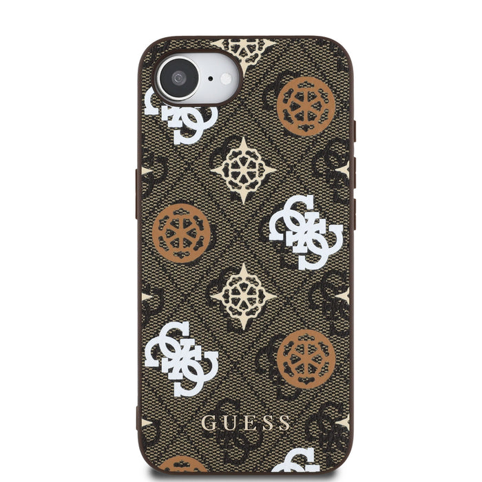 Guess PU 4G Peony case with MagSafe for iPhone 16e - brown