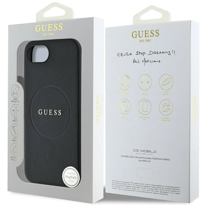 Guess PU Grained Classic Logo case with MagSafe for iPhone 16e - black