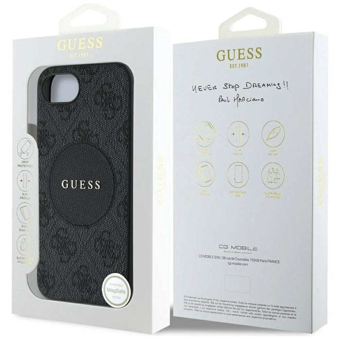Guess 4G Circle Classic Logo MagSafe case for iPhone 16e - black