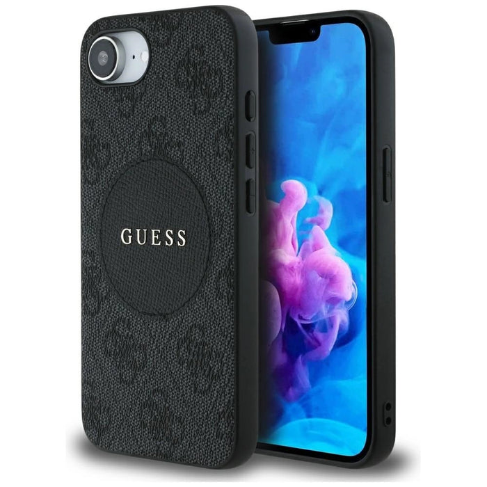 Guess 4G Circle Classic Logo MagSafe case for iPhone 16e - black