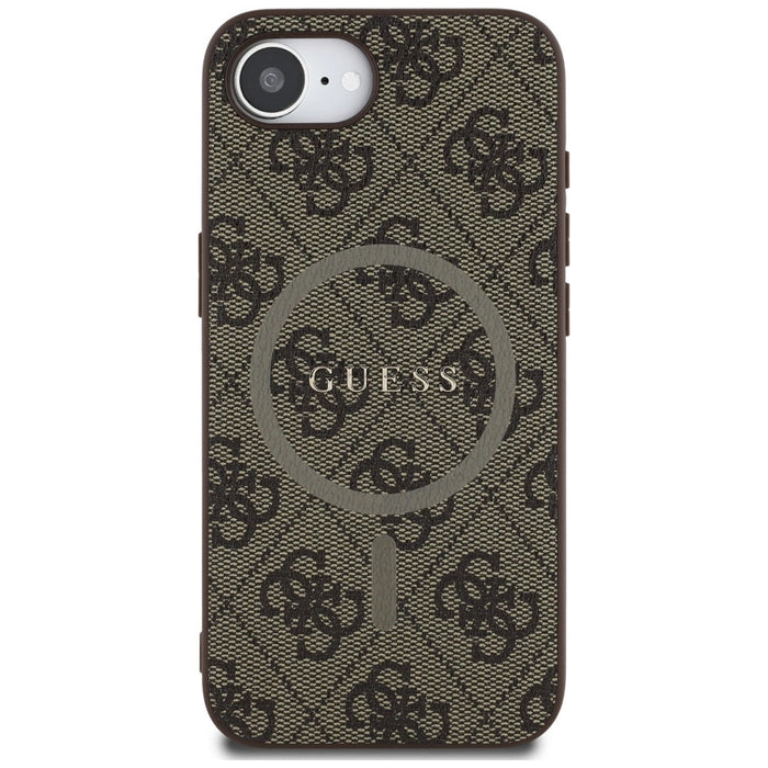 Guess 4G Ring Classic Logo MagSafe iPhone 16e Case - Brown