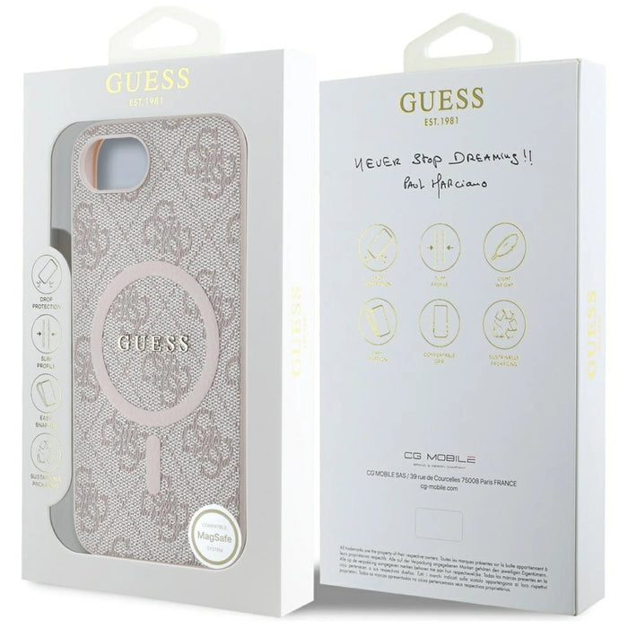 Guess 4G Ring Classic Logo MagSafe iPhone 16e Case - Pink