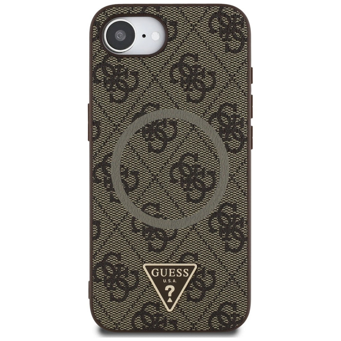 Guess 4G Ring Triangle Logo MagSafe iPhone 16e Case - Brown