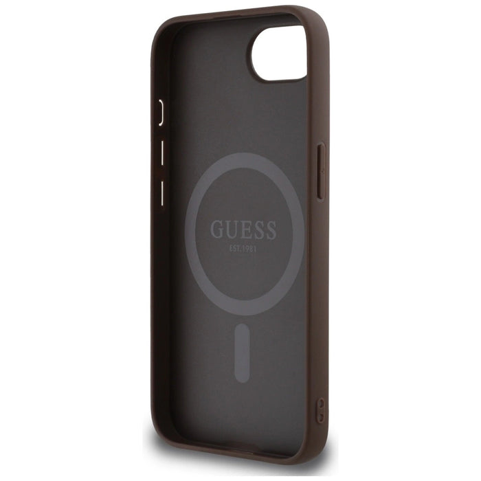 Guess 4G Ring Triangle Logo MagSafe iPhone 16e Case - Brown