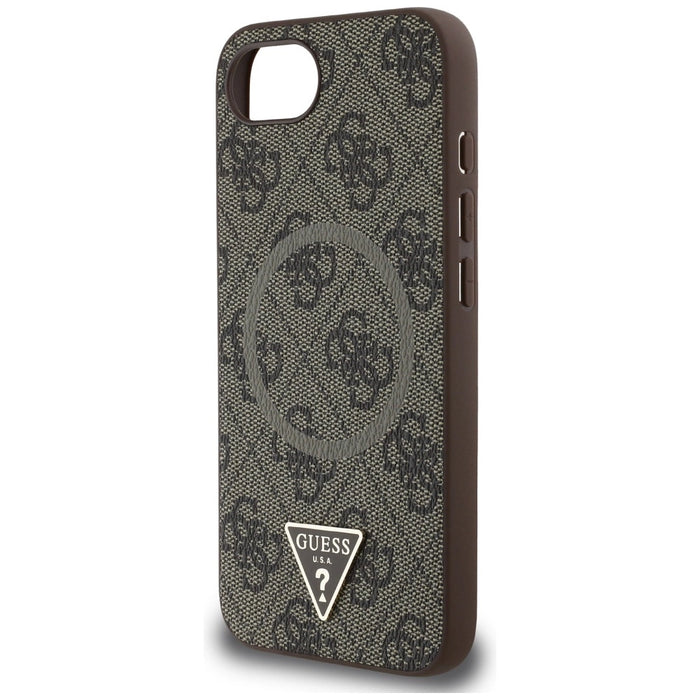 Guess 4G Ring Triangle Logo MagSafe iPhone 16e Case - Brown