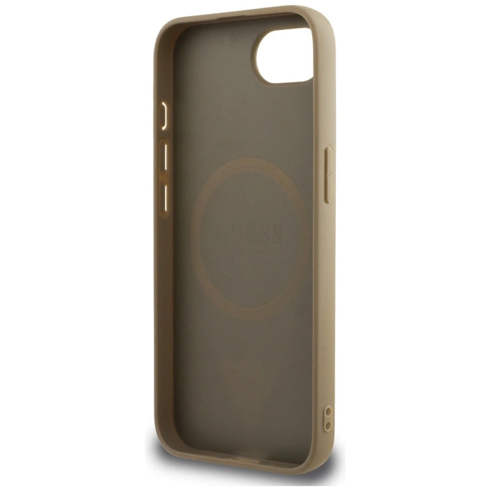 Guess Grained Triangle MagSafe case for iPhone 16e - brown