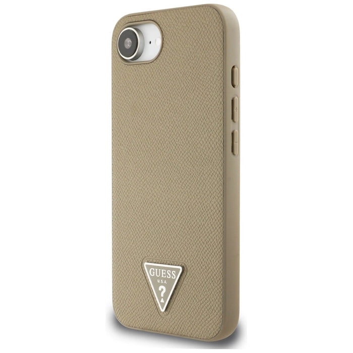 Guess Grained Triangle MagSafe case for iPhone 16e - brown