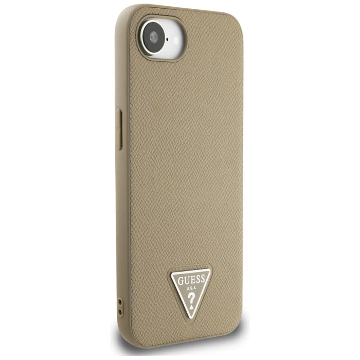 Guess Grained Triangle MagSafe case for iPhone 16e - brown