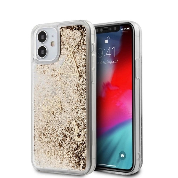 Guess GUHCP12SGLHFLGO iPhone 12 mini 5,4" gold/złoty hardcase Glitter Charms