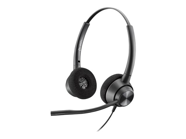 HP Poly EncorePro 320 EncorePro 300 series headset on-ear wired active noise cancelling Quick Disconnect black TAA Compliant