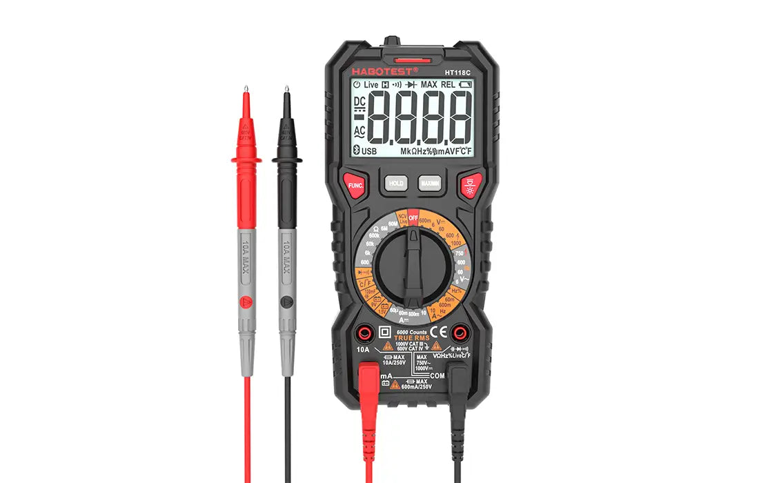 Digital Multimeter with Flashlight Habotest HT118C True RMS NCV battery testing