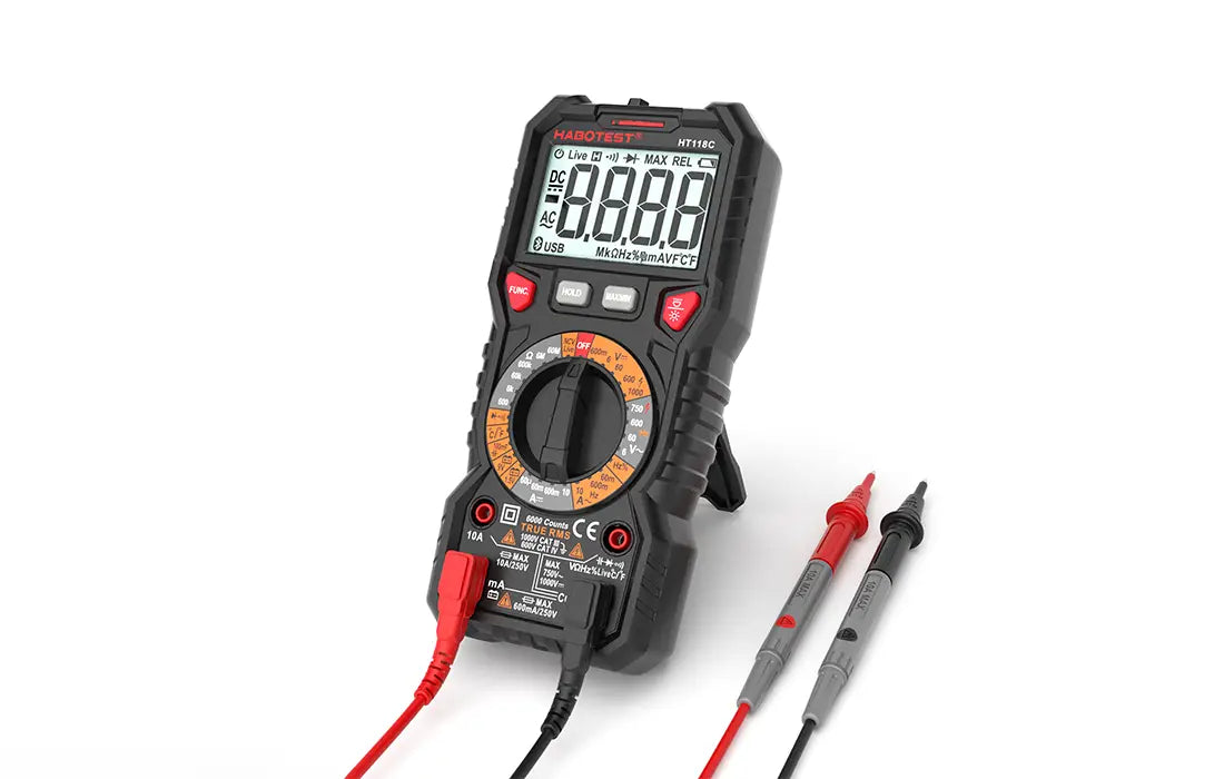 Digital Multimeter with Flashlight Habotest HT118C True RMS NCV battery testing