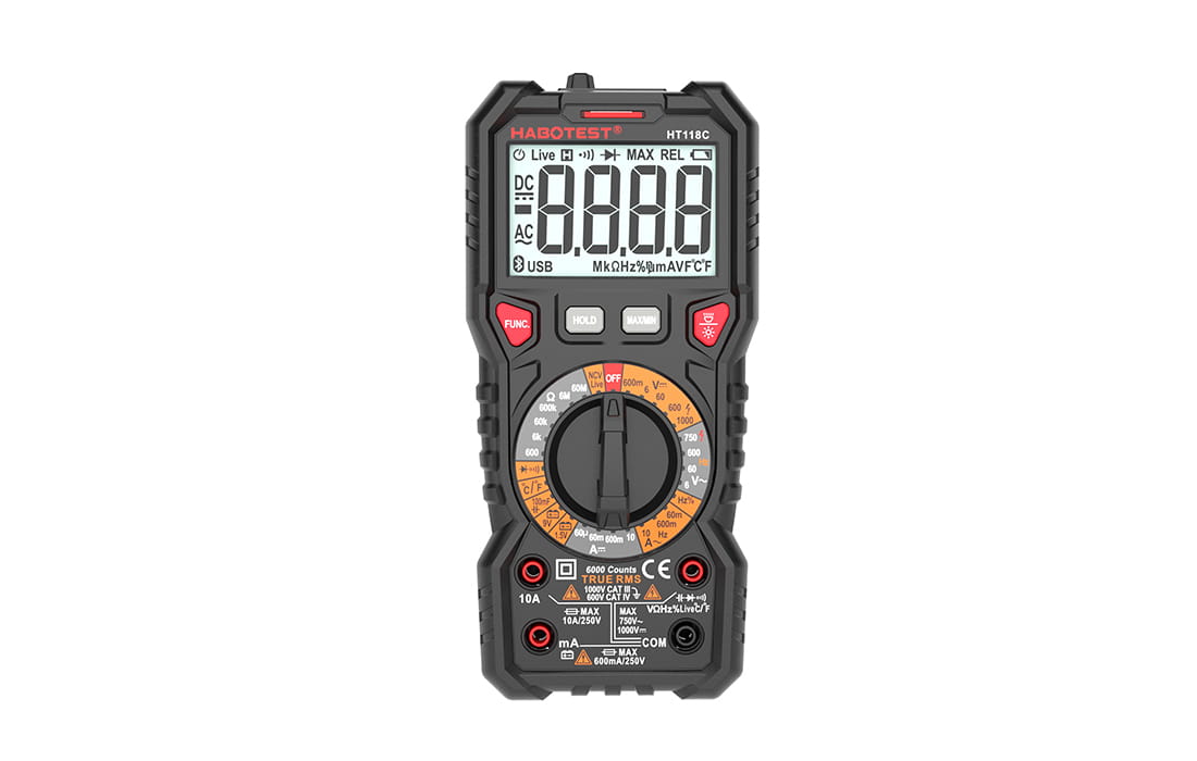 Digital Multimeter with Flashlight Habotest HT118C True RMS NCV battery testing