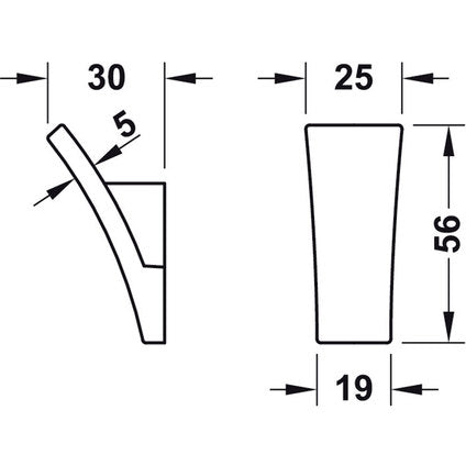 HANGER 25X56 MM CHROME MAT HAEFELE