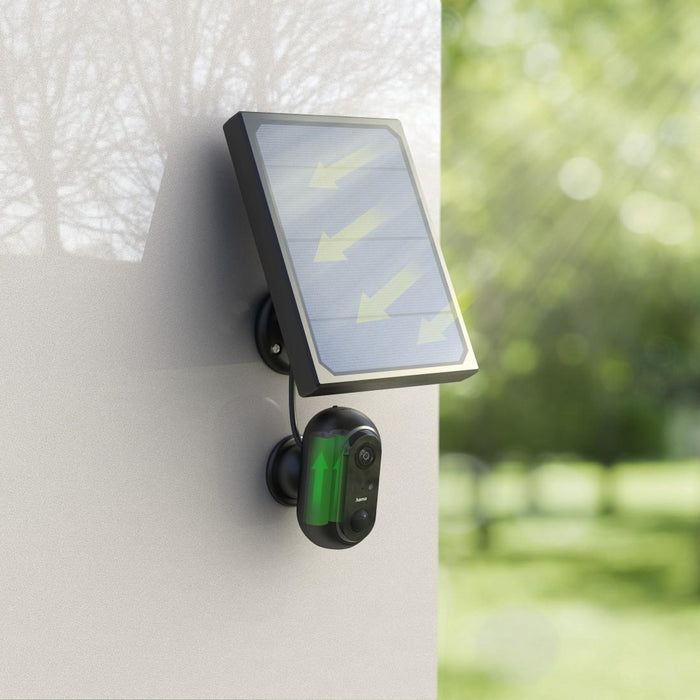Hama WiFi Outdoor Camera, With Solar Panel, Batteries, Motion Detector, 1080p