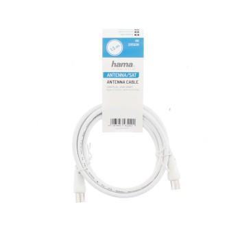 Antenna cable HAMA 205030, Coaxial male - Coaxial female, 5 m, 75dB, Shielded, White
