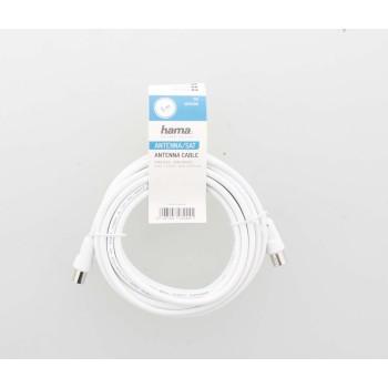 Antenna cable HAMA 205031, Coaxial male - Coaxial female, 10 m, 75dB, Shielded, White