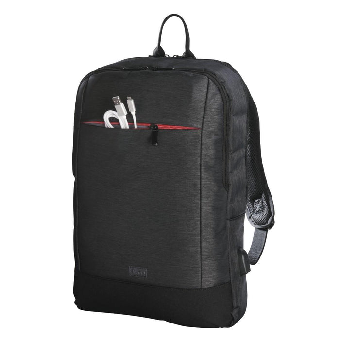 HAMA Manchester laptop backpack, Up to 40 cm (15.6"), USB port, Black, 216489