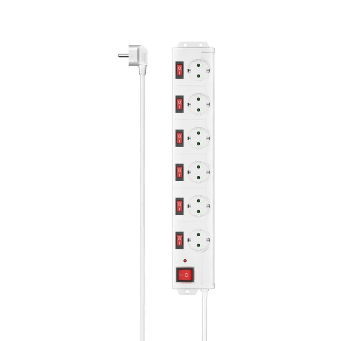 Power strip 6 sockets, 1.4m, individual switches, 223159
