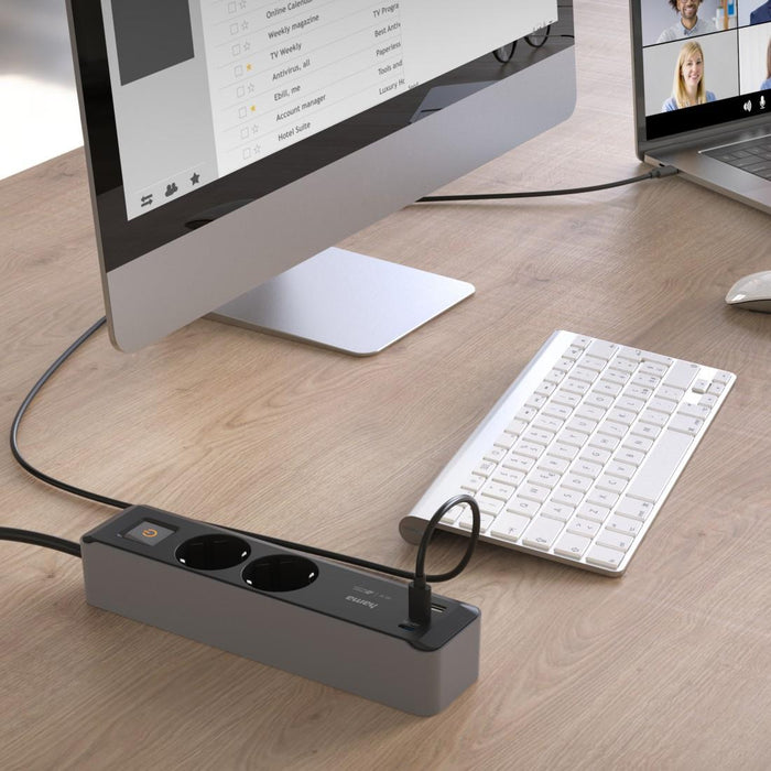 Hama power strip, 2-socket, 1.4 m, 223188