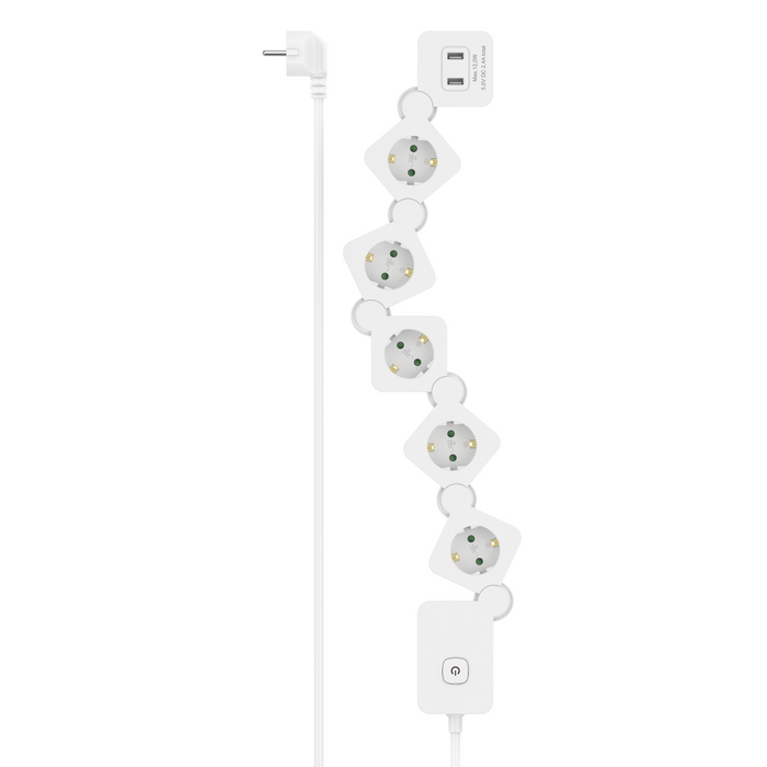 HAMA Power strip 5 sockets, USB-A 12 W, 223190