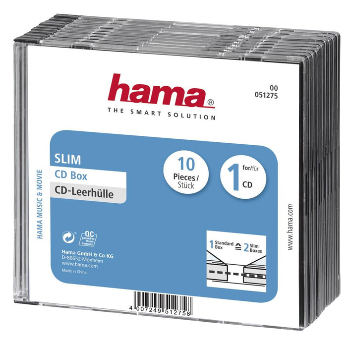 Hama Slim CD cases for discs, pack of 10, 51275
