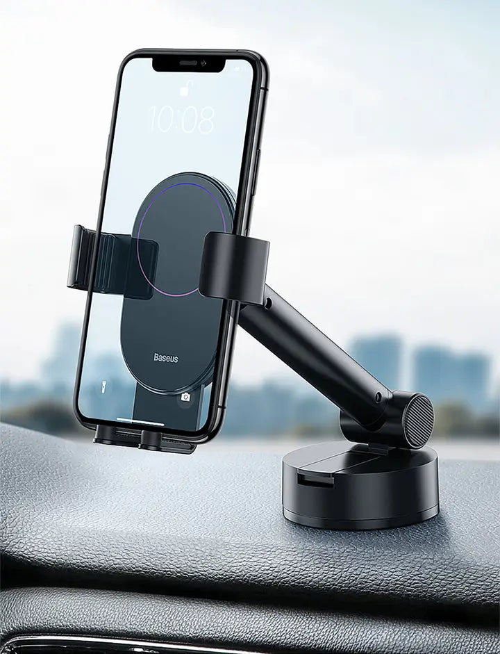 Gravity car mount for Baseus Tank phone with suction cup (black)