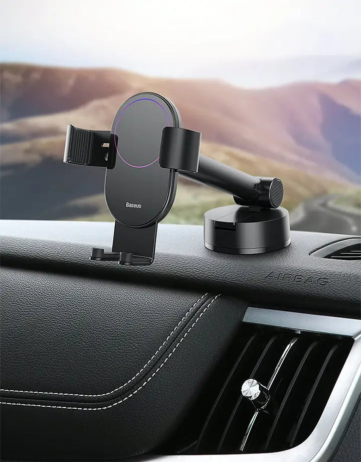 Gravity car mount for Baseus Tank phone with suction cup (black)