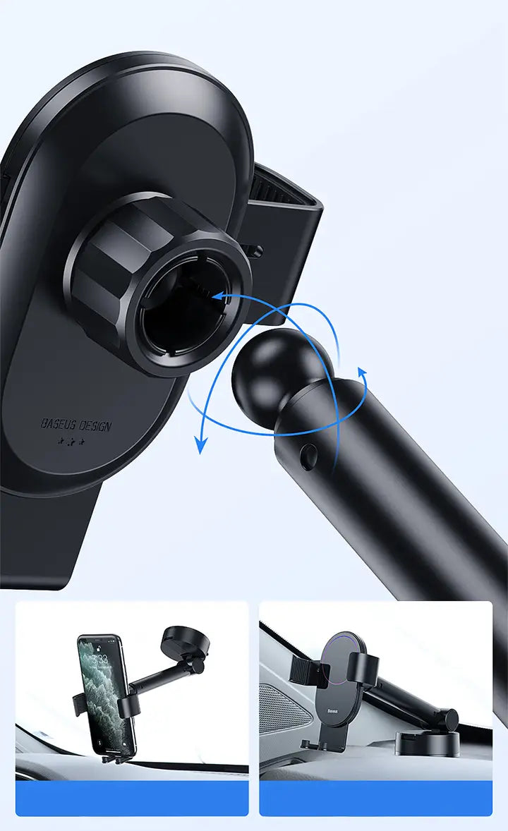 Gravity car mount for Baseus Tank phone with suction cup (black)
