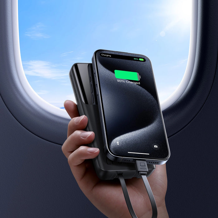 Joyroom JR-PBF19 22.5W 10000mAh Powerbank with Two Built-in Cables - Black