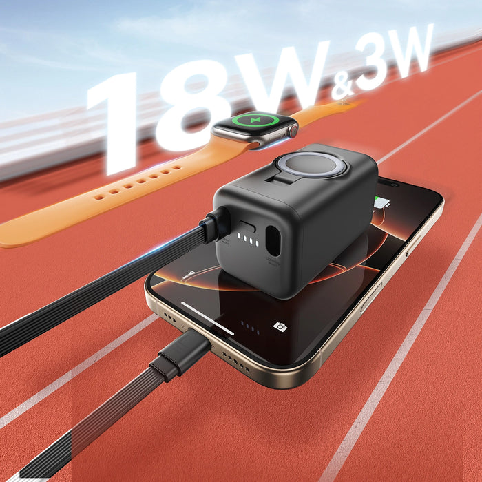 Joyroom JR-W13 5000mAh Wireless Power Bank for Apple Watch + USB-C and Lightning – Black