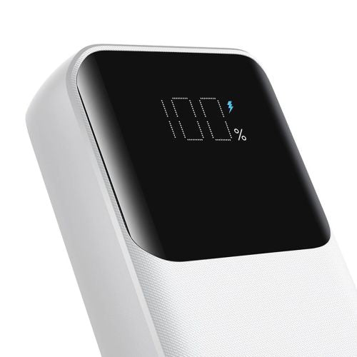 Joyroom Power Bank with Digital Display, C+U, PD 30W, 20000 mAh with built-in Type-C and Lightning cable, White (JR-PBC07)