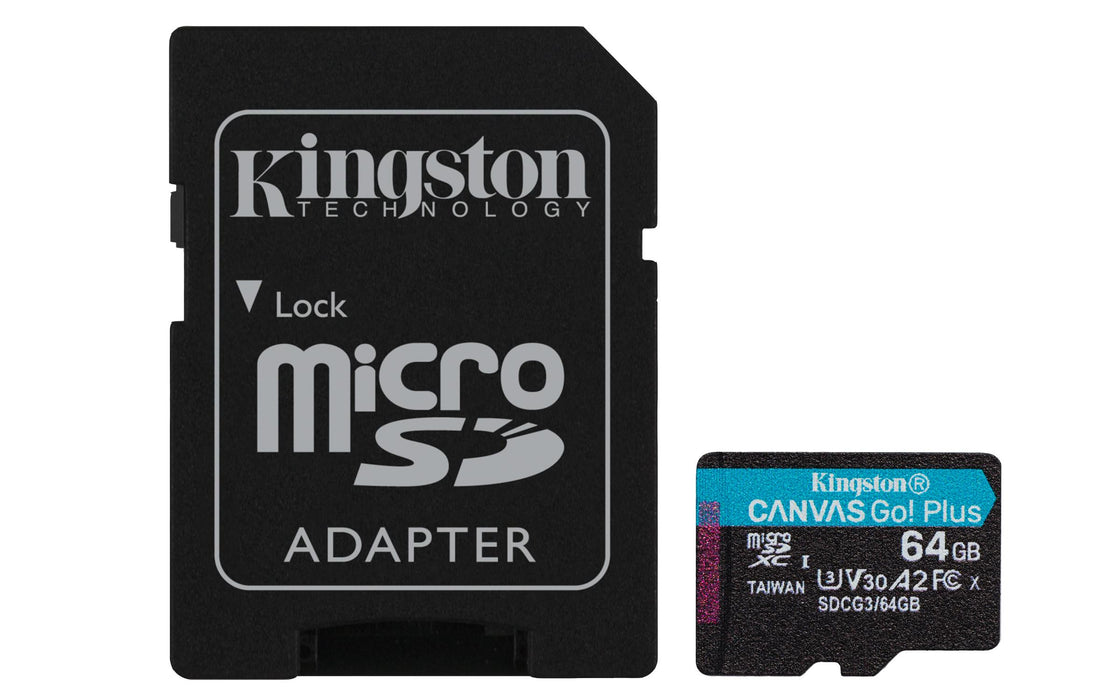 KINGSTON 64GB microSDXC Canvas Go Plus 170R A2 U3 V30 Card ADP