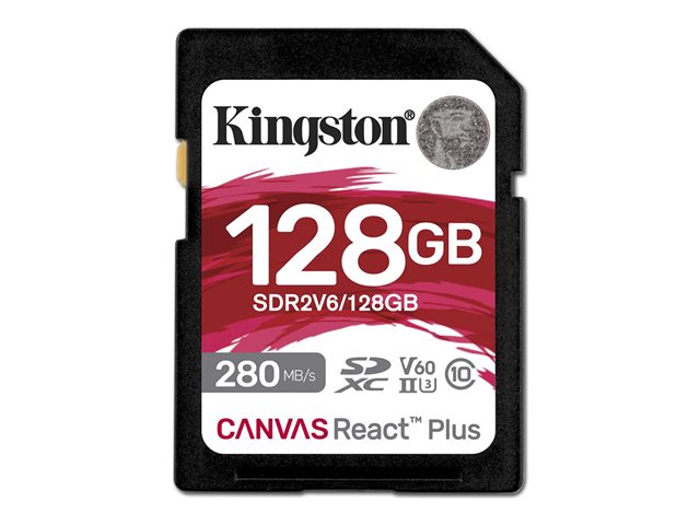 KINGSTON 128GB Canvas React Plus SDXC UHS-II 280R/100W U3 V60 for Full HD/4K