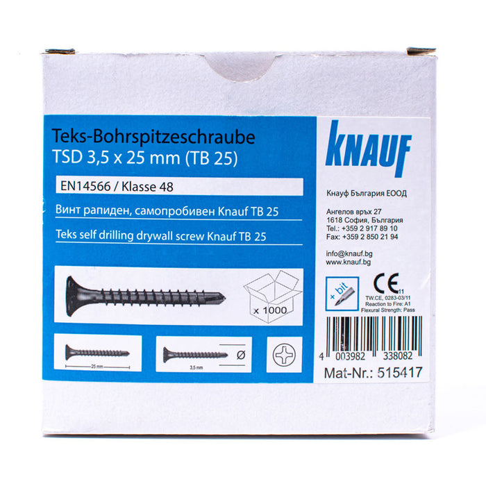 RAPID SCREWS KNAUF TB 25MM 1000 PCS./BOX