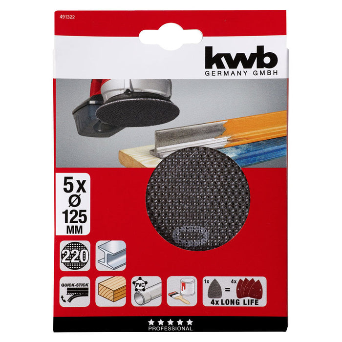 MESH PADS 5 PCS Ф125MM N220 KWB