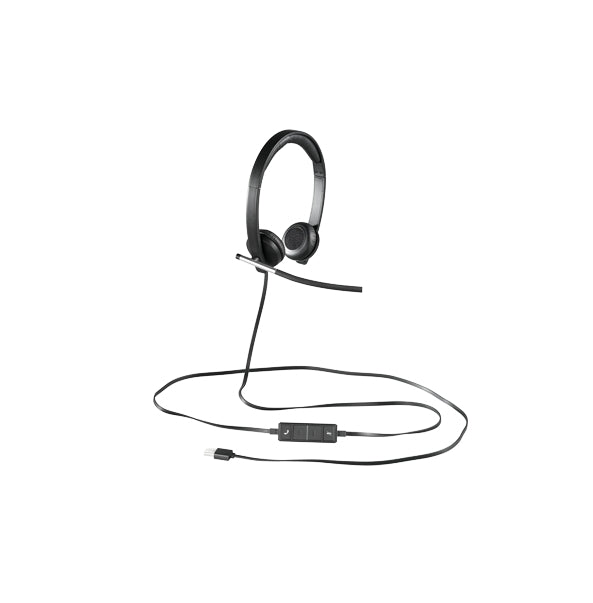 Logitech USB Headset H650e Stereo, Flexible Mic, In-line Controls, Echo Cancellation, Noise-cancelling, USB
