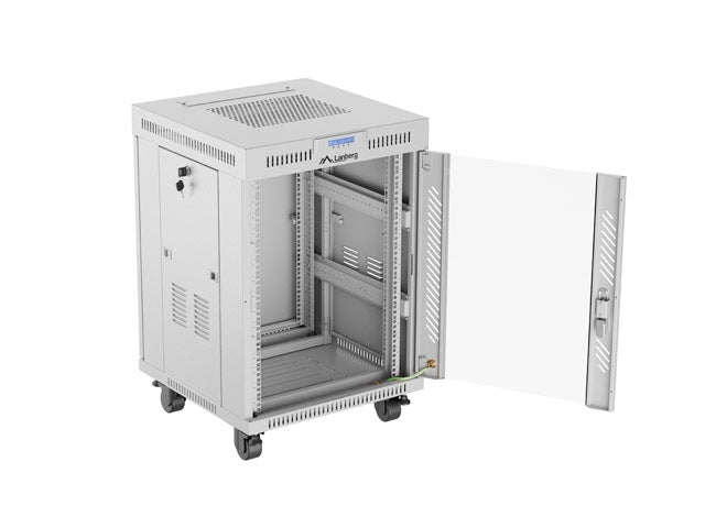 Lanberg rack cabinet 19" free-standing 15U/600x600 (flat pack) with glass door lcd grey v2