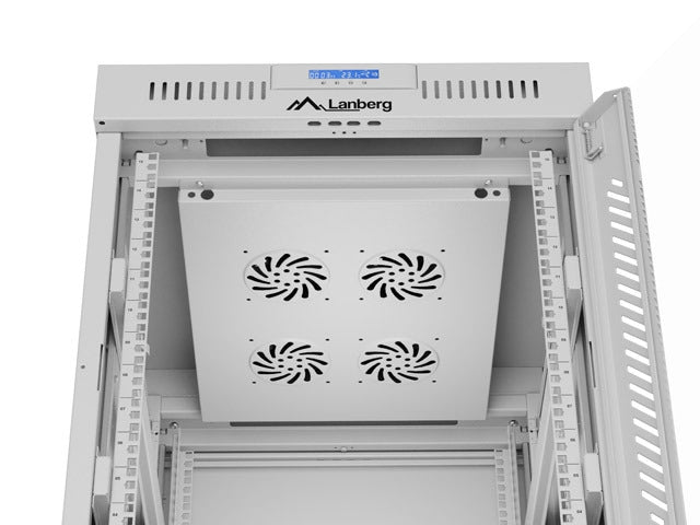 Lanberg rack cabinet 19" free-standing 15U/600x800 (flat pack) with glass door lcd grey v2