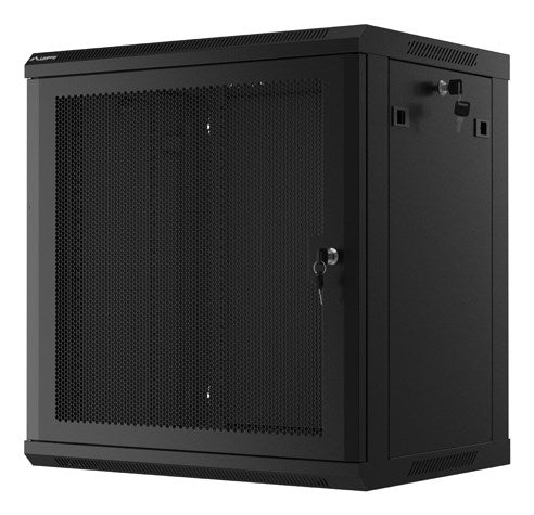 Lanberg rack cabinet 19" wall-mount 12U/600x450 with perforated door black (flat pack)