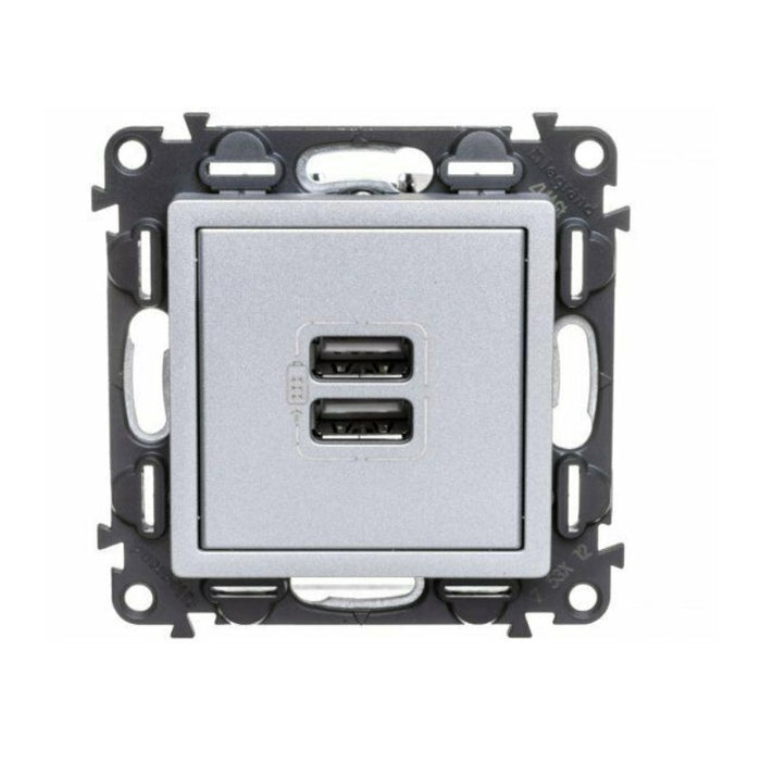 DOUBLE USB SOCKET VALENA LIFE LEGRAND - ALUMINUM
