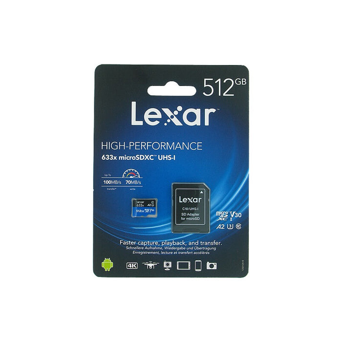 micro SDXC 512GB Cl10 100/70MB/s A2,V30,U3 LEXAR