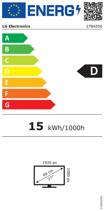LG 27BA550-B, 27" IPS LED AG,  5ms GTG, 1300:1, 250cd/m2, Full HD 1920x1080, 100Hz, sRGB 99%, Usb Hub, D-Sub,  Display Port, HDMI, Speakers 2Wx2, Reader Mode, Tilt, Swivel, Height Adjustable, Pivot, LG Switch app, Headphone Out, Black