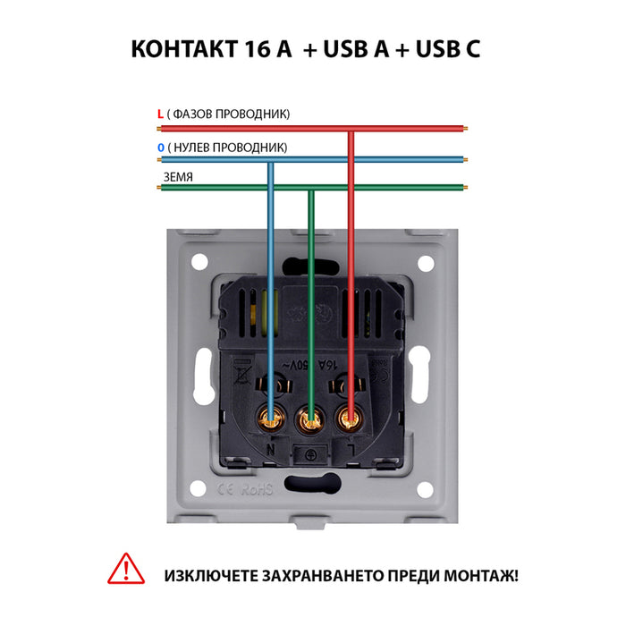 CONTACT WITH USB-A+C AND CHILD PROTECTION MECHANISM WHITE LUXON