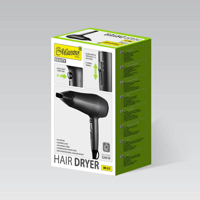 Hair dryer MAESTRO MR-217 2200 W Black, Graphite