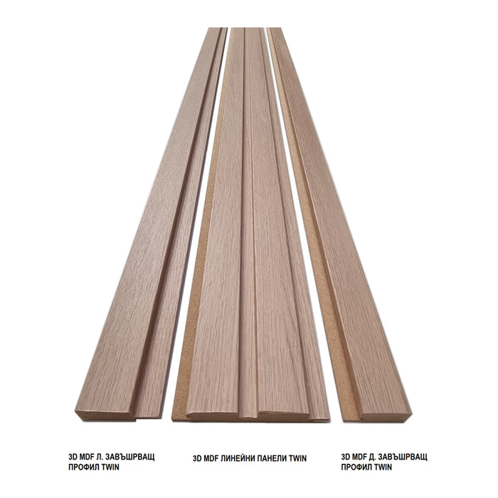 3D MDF WALL PANELS MEBELISTIKA TWIN 280X12X1.5 CM.