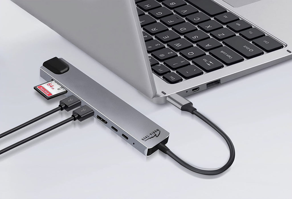 MEDIA-TECH USB HUB 8 IN 1 GIGA LAN HUB MT5046