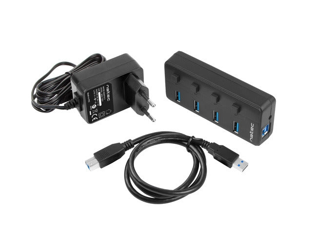 Natec USB 3.0 Hub Mantis 2 4-Port On/Off With AC Adapter