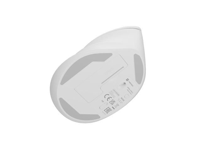 Natec Vertical Mouse Crake 2 Wireless, 2400DPI Bluetooth 5.2 + 2.4 GHz White